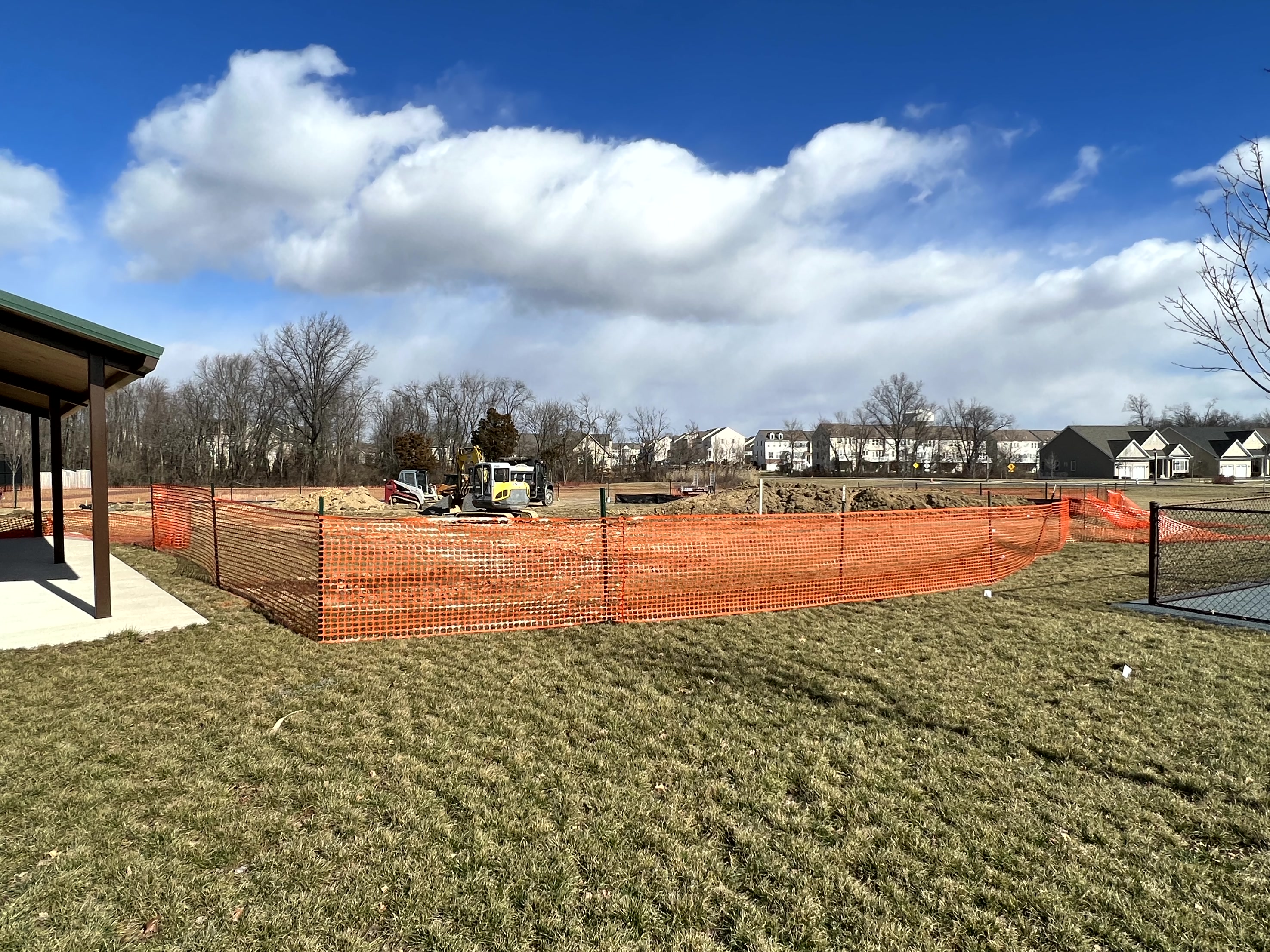 Bocce ball court construction at Friendship Park